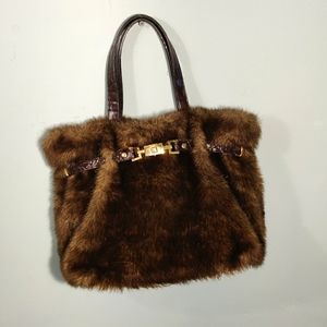Paolo Masi Faux fur bag - genuine leather patch, faux fur handbag